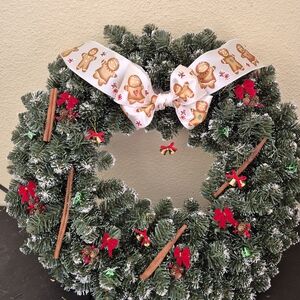 Festive Holiday Wreath with Red Accents
